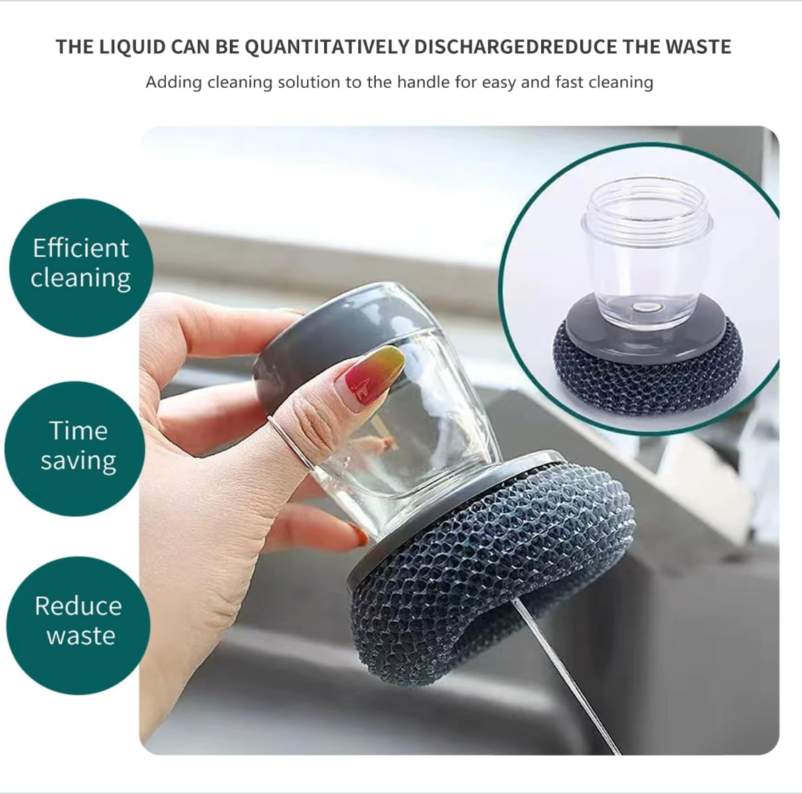 Kitchen Soap Dispensing Palm Brush